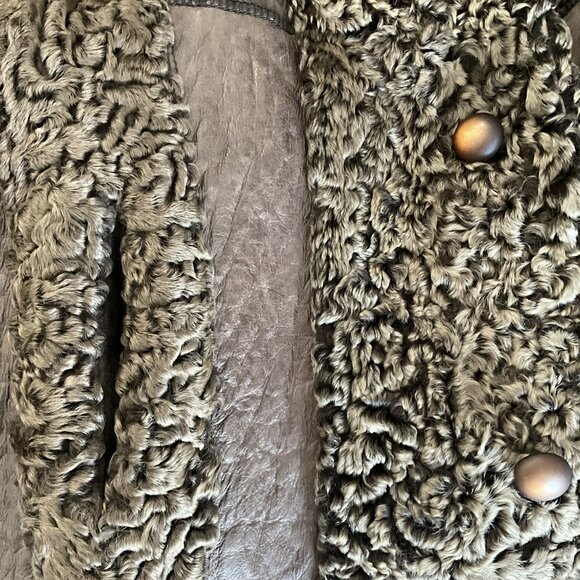 Giuliana Teso Reversible Persian Lamb Fur & Leather Coat Bergdorf Goodman IT42 - Picture 7 of 8